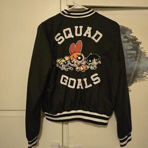 Cartoon Network Black 'Squad Goals' Bomber Jacket with Powerpuff Girls